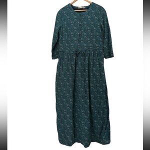 SEASALT CORNWALL Smock ROCK DOVE blue Green Floral Midi Maxi Dress 6 lagenlook